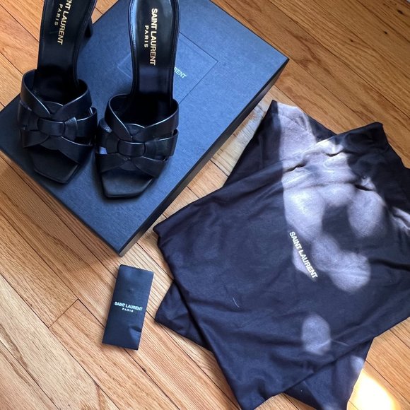 SAINT LAURENT Tribute woven leather mules SZ 36.5 - Picture 2 of 16